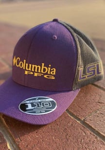 Columbia LSU Tigers CLG PFG Mesh Adjustable Hat - Purple