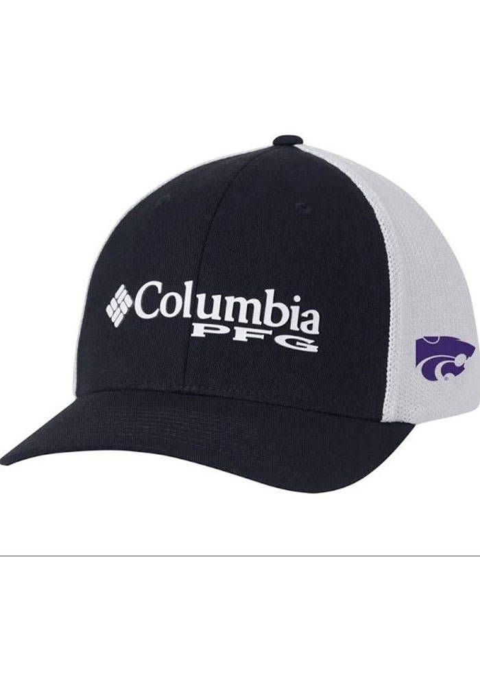 K-State Wildcats 2T PFG Mesh Black Columbia Flex Hat