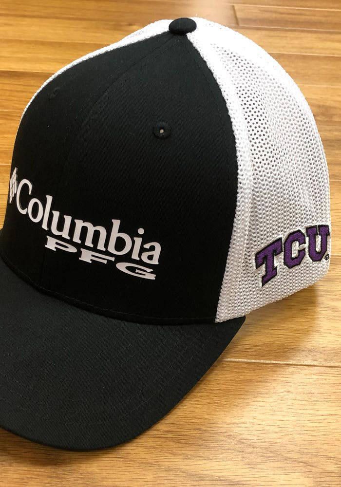 Columbia TCU Horned Frogs Mens Black 2T PFG Mesh Flex Hat