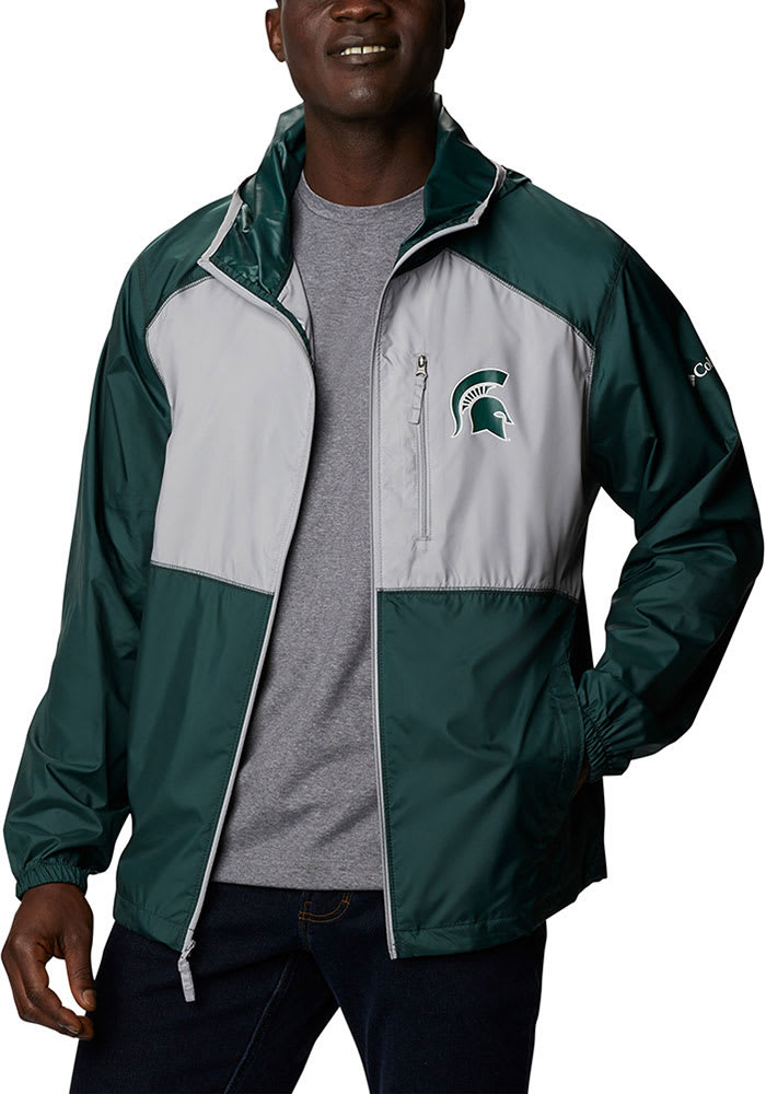 Columbia Michigan State Spartans Mens Green Flash Forward Light Weight Jacket