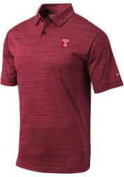 Columbia Temple Owls Mens Red Set Short Sleeve Polo