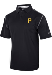 Columbia Pittsburgh Pirates Mens Black HIGH STAKES Short Sleeve Polo