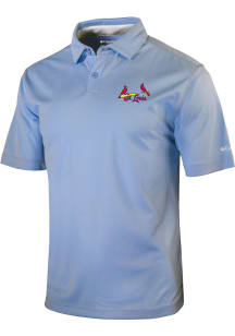 Columbia St Louis Cardinals Mens Light Blue HIGH STAKES Short Sleeve Polo