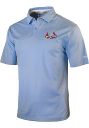 Columbia St Louis Cardinals Mens Light Blue HIGH STAKES Short Sleeve Polo