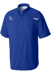 Columbia Kansas City Royals Mens Blue TAMIAMI Short Sleeve Dress Shirt
