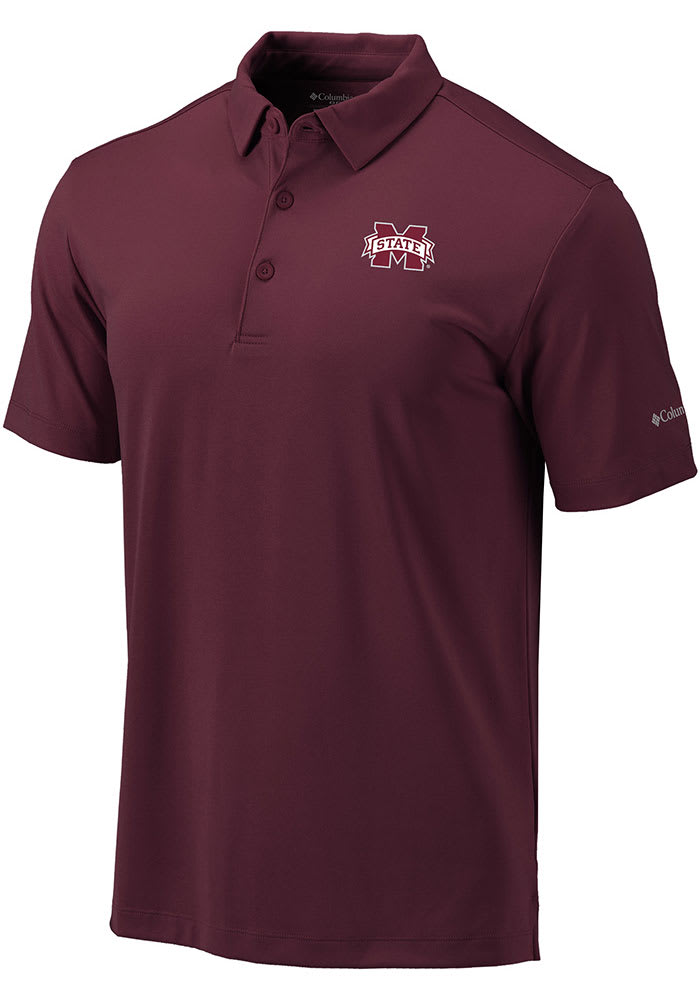 Columbia Mississippi State Bulldogs Mens Red Omni-Wick Drive Short Sleeve Polo