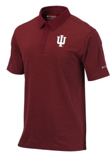 Mens Indiana Hoosiers Red Columbia Sunday Short Sleeve Polo Shirt