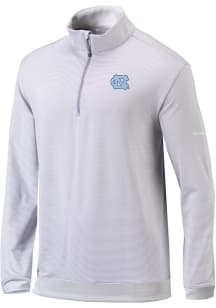 Columbia North Carolina Tar Heels Mens Grey Heat Seal Omni-Wick Even Lie Long Sleeve Qtr Zip Pullo..