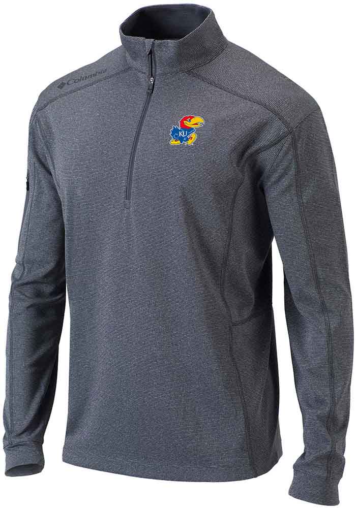 Columbia Kansas Jayhawks Mens Shotgun Pullover - HEATHER CHARCOAL