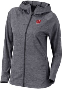 Womens Wisconsin Badgers Black Columbia Heat Seal Omni-Wick Half Shot Light Weight Jacket