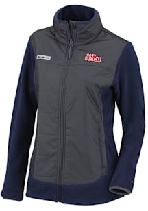 Columbia Ole Miss Rebels Womens Navy Blue Heat Seal Basin Butte Full Zip Light Weight Jacket