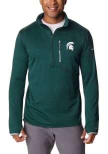 Columbia Michigan State Spartans Mens Green Park View Fleece Long Sleeve 1/4 Zip Pullover