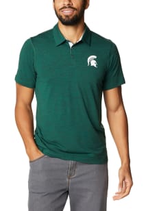 Mens Michigan State Spartans Green Columbia Tech Trail Short Sleeve Polo Shirt