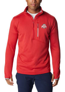 Columbia Ohio State Buckeyes Mens Red Park View Fleece Long Sleeve 1/4 Zip Pullover