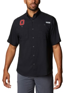 Columbia Ohio State Buckeyes Mens Black Tamiami Short Sleeve Dress Shirt