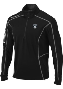 Columbia Brooklyn Nets Mens Black Heat Seal Omni-Wick Shotgun Long Sleeve Qtr Zip Pullover