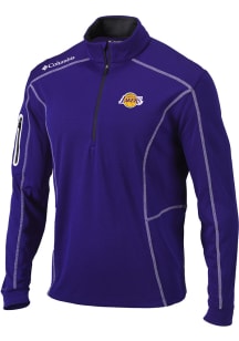 Columbia Los Angeles Lakers Mens Purple Heat Seal Omni-Wick Shotgun Long Sleeve 1/4 Zip Pullover