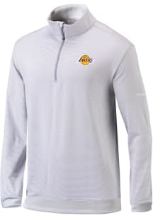 Columbia Los Angeles Lakers Mens Grey Heat Seal Omni-Wick Even Lie Long Sleeve Qtr Zip Pullover