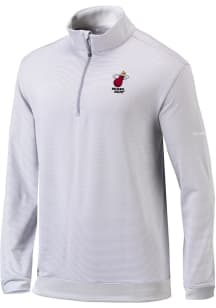 Columbia Miami Heat Mens Grey Heat Seal Omni-Wick Even Lie Long Sleeve Qtr Zip Pullover