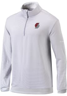 Columbia Portland Trail Blazers Mens Grey Heat Seal Omni-Wick Even Lie Long Sleeve Qtr Zip Pullove..