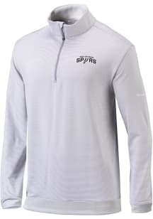 Columbia San Antonio Spurs Mens Grey Heat Seal Omni-Wick Even Lie Long Sleeve Qtr Zip Pullover