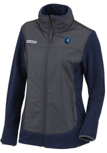 Columbia Minnesota Timberwolves Womens Navy Blue Heat Seal Basin Butte Full Zip Light Weight Jacke..