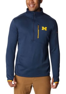 Columbia Michigan Wolverines Mens Navy Blue Park View Fleece Long Sleeve 1/4 Zip Pullover