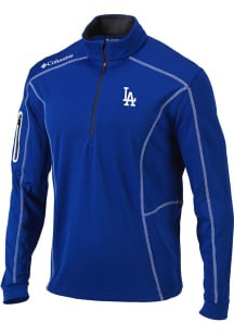 Columbia Los Angeles Dodgers Mens Blue Heat Seal Omni-Wick Shotgun Long Sleeve 1/4 Zip Pullover