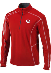 Columbia Cincinnati Reds Mens Red Heat Seal Omni-Wick Shotgun Long Sleeve 1/4 Zip Pullover