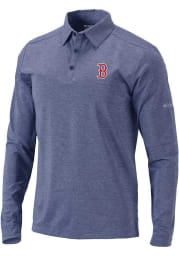 Columbia Boston Red Sox Mens Navy Blue Omni-Wick Pin High Long Sleeve Polo Shirt