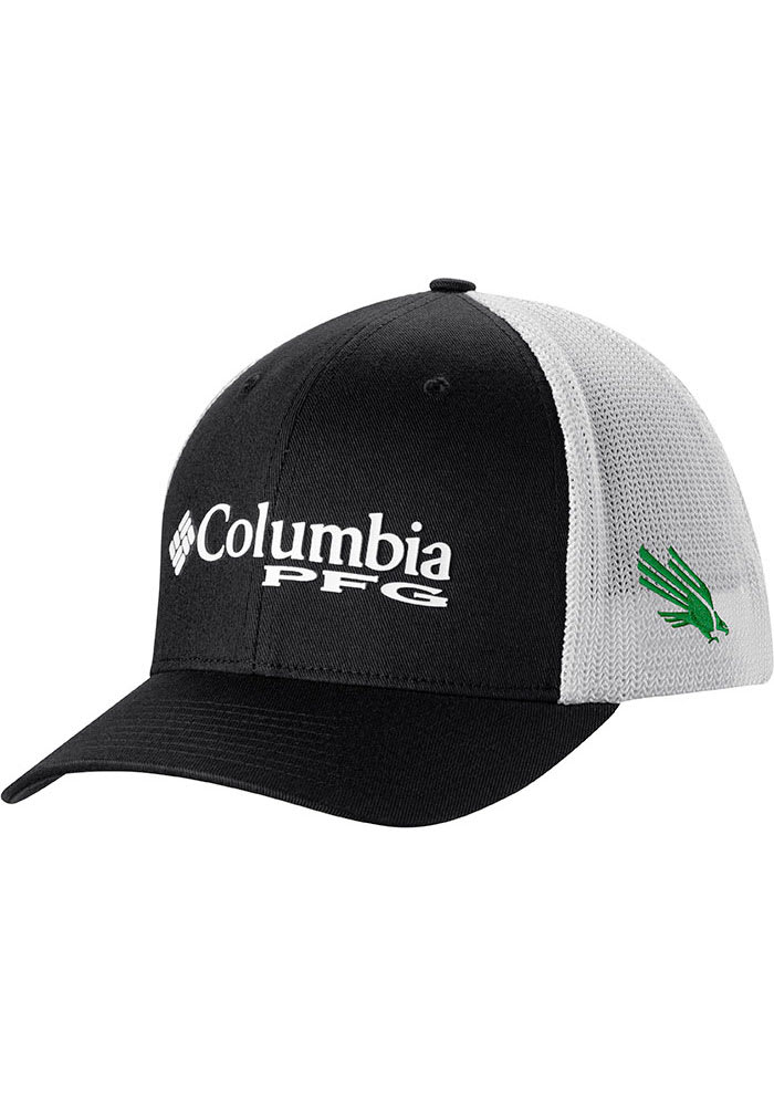 Columbia North Texas Mean Green PFG Mesh Snap Adjustable Hat - Black