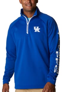 Columbia Kentucky Wildcats Mens Blue Terminal Tackle Fleece Long Sleeve 1/4 Zip Pullover