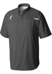 Columbia Cincinnati Bearcats Mens Charcoal Tamiami Short Sleeve Dress Shirt