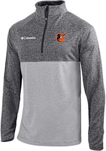 Columbia Baltimore Orioles Mens Grey Heat Seal Omni-Wick Rockin It Long Sleeve Qtr Zip Pullover