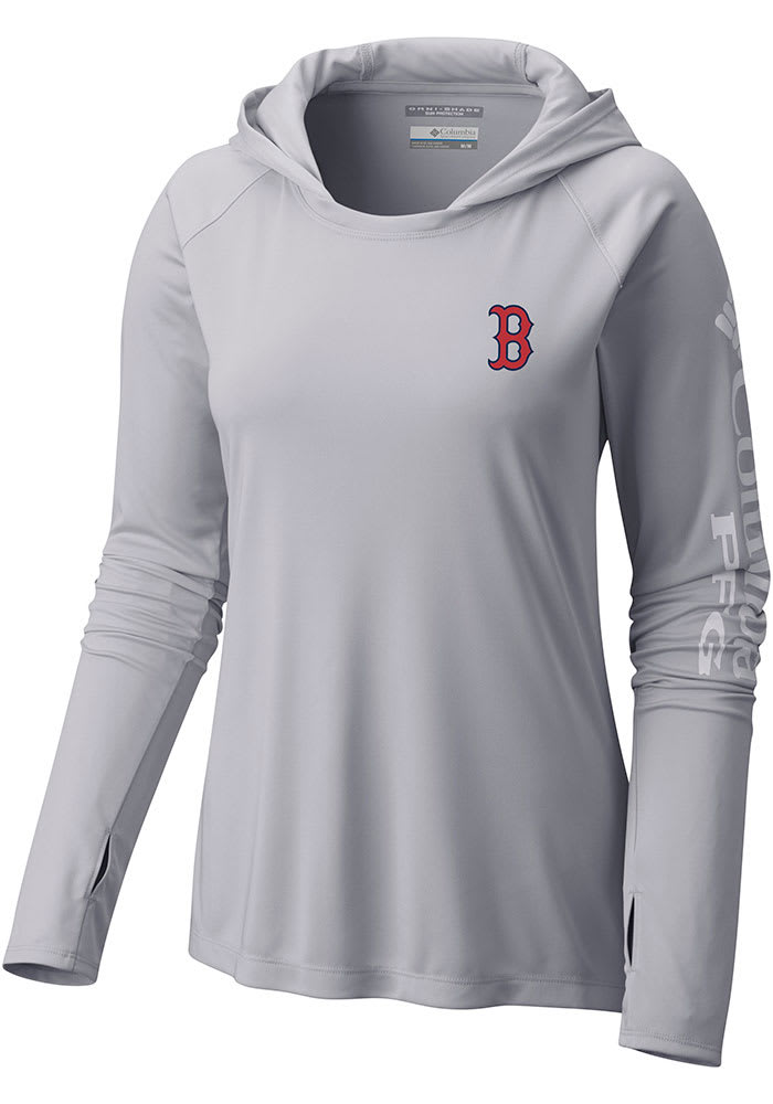 Columbia Boston Red Sox Women's Grey Tidal Tee Hooded Sweatshirt, Grey, 100% POLYESTER, Size M, Rally House