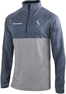 Columbia Seattle Mariners Mens Navy Blue Heat Seal Omni-Wick Rockin It Long Sleeve Qtr Zip Pullove..