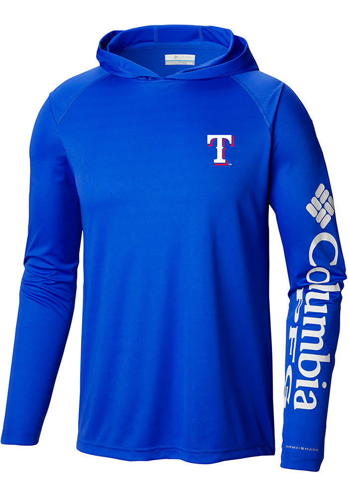 Columbia Texas Rangers Blue Heat Seal Terminal Tackle Long Sleeve Hoodie, Blue, 100% POLYESTER, Size 2XL, Rally House
