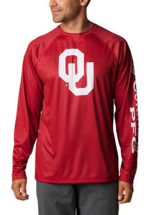 Columbia Oklahoma Sooners Crimson Terminal Tackle Heathered Long Sleeve T-Shirt