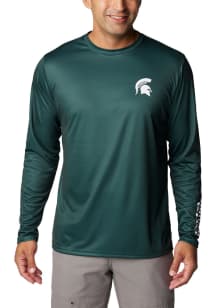 Columbia Michigan State Spartans Green Terminal Shot Long Sleeve T-Shirt