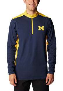 Columbia Michigan Wolverines Mens Navy Blue Tech Trail Long Sleeve 1/4 Zip Pullover