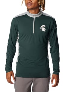 Columbia Michigan State Spartans Mens Green Tech Trail Long Sleeve 1/4 Zip Pullover