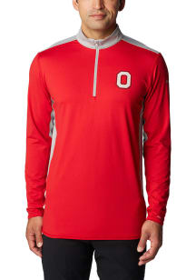 Columbia Ohio State Buckeyes Mens Red Tech Trail Long Sleeve 1/4 Zip Pullover