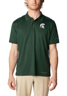 Columbia Michigan State Spartans Mens Green Tamiami Collared Short Sleeve Polo