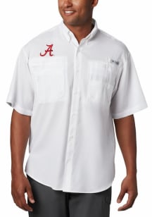 Columbia Alabama Crimson Tide Mens White Tamiami Short Sleeve Dress Shirt