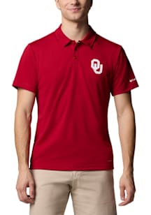 Columbia Oklahoma Sooners Mens Cardinal Fair Catch Short Sleeve Polo