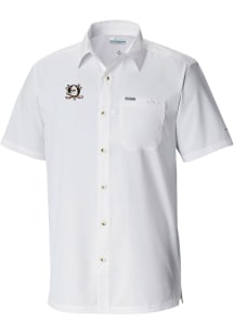 Columbia Anaheim Ducks Mens White Heat Seal Slack Tide Camp Short Sleeve Dress Shirt