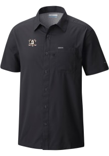 Columbia Anaheim Ducks Mens Black Heat Seal Slack Tide Camp Short Sleeve Dress Shirt