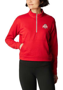 Columbia Ohio State Buckeyes Womens Red Terry 1/4 Zip Pullover