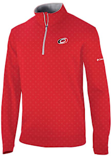 Columbia Carolina Hurricanes Mens Red Heat Seal Printed Wickham Hills Pullover Long Sleeve Qtr Zip..