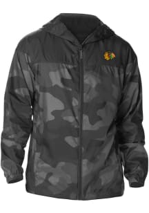 Columbia Chicago Blackhawks Mens Black Heat Seal Camo Flash Challenger Light Weight Jacket